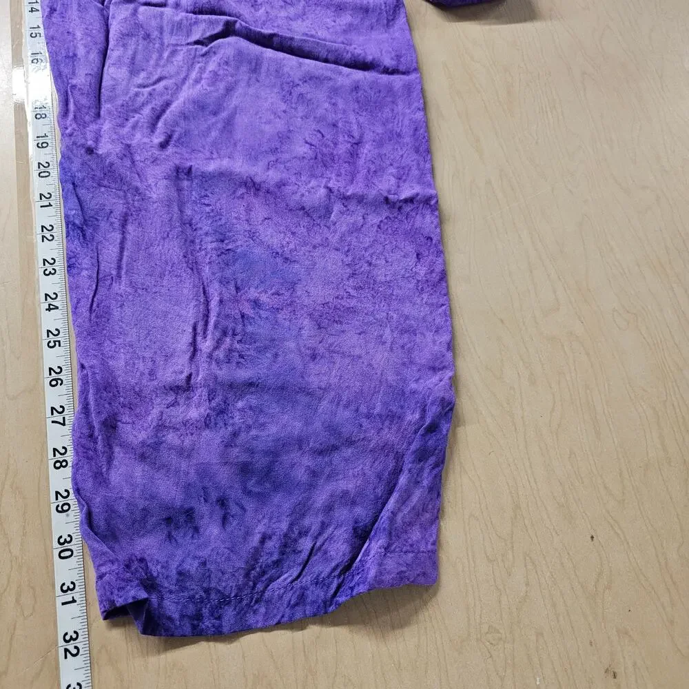 VTG ULUWatu of Bali Purple Tie Dye Crop Top Pants Set Sz Small Boho Hippie Beach